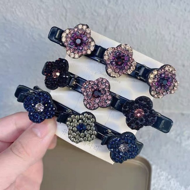 Sparkling crystal stone braided hair clips - Givemethisnow