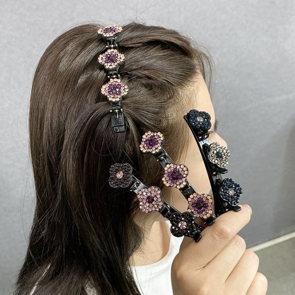 Sparkling crystal stone braided hair clips - Givemethisnow