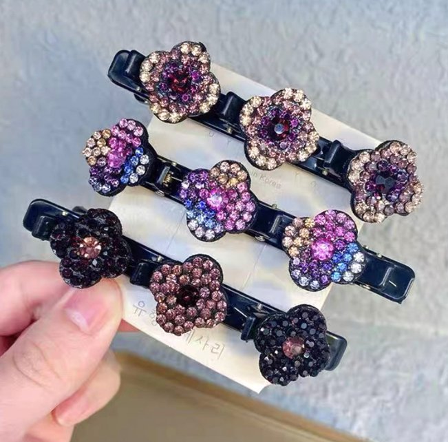 Sparkling crystal stone braided hair clips - Givemethisnow