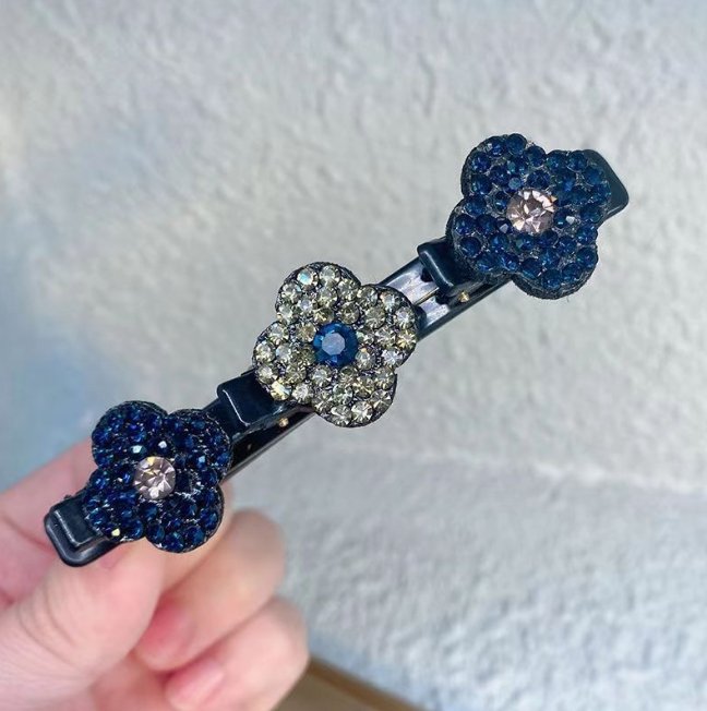 Sparkling crystal stone braided hair clips - Givemethisnow