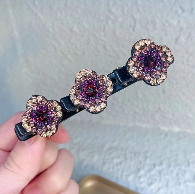 Sparkling crystal stone braided hair clips - Givemethisnow