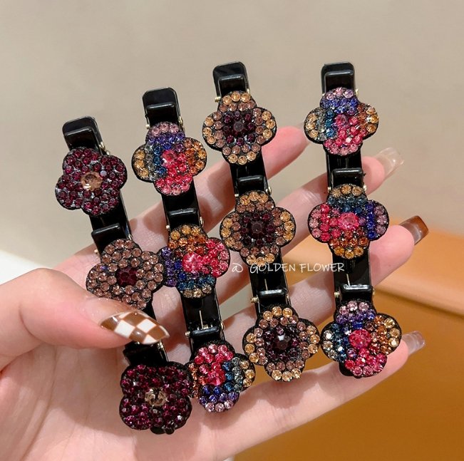 Sparkling crystal stone braided hair clips - Givemethisnow