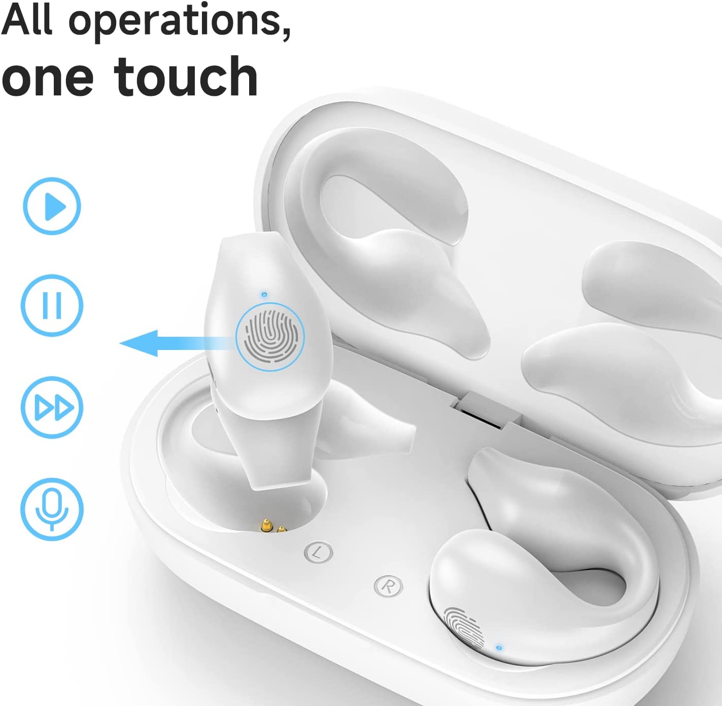 Wireless Headphones Bluetooth Conduction Earphones Earclip Design Touch Control - Givemethisnow